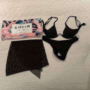 Shein black bikini set (3-piece)